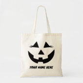 Girly Jack-o-lantern Pumpkin Face Halloween Tote Bag (Voorkant)