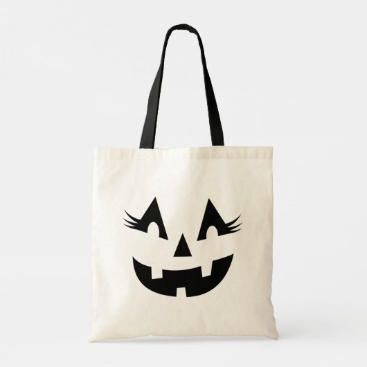 Girly Jack O Lantern Pumpkin Face Halloween Tote Bag (Achterkant)