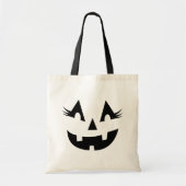 Girly Jack O Lantern Pumpkin Face Halloween Tote Bag (Voorkant)