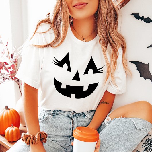 Girly Jack O Lantern Pumpkin Face Halloween Tri-Blend Shirt