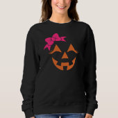 Girly Jack O Lantern Pumpkin Face Halloween Trui (Voorkant)