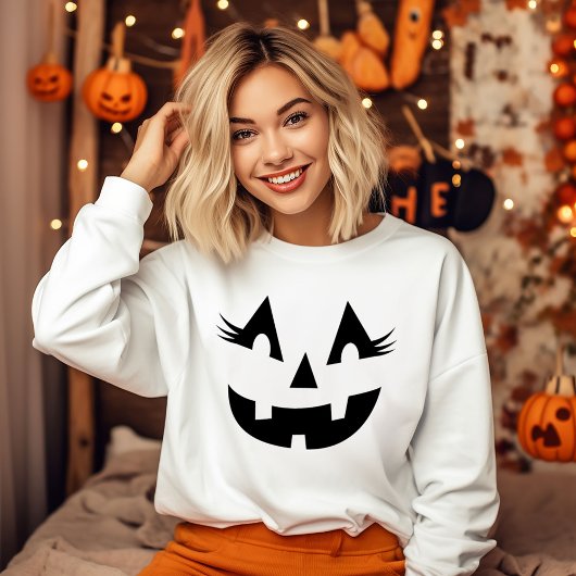 Girly Jack O Lantern Pumpkin Face Halloween Trui