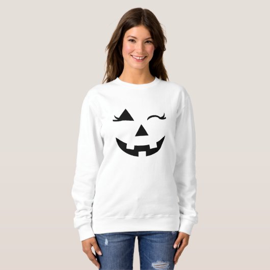 Girly Jack O Lantern Pumpkin Face Halloween Trui (Voorkant volledig)