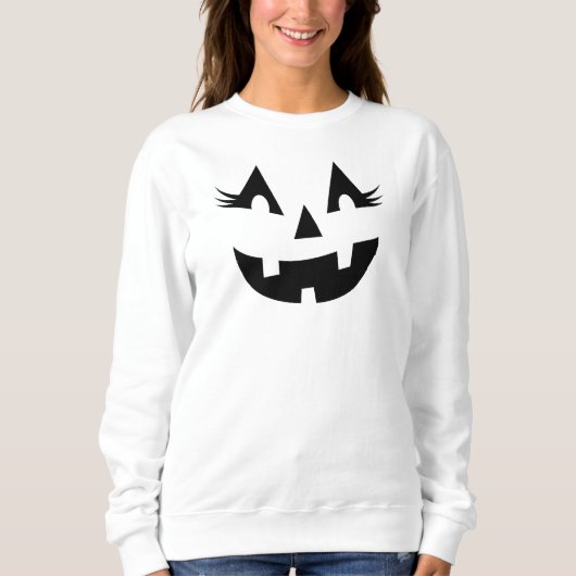 Girly Jack O Lantern Pumpkin Face Halloween Trui (Voorkant)