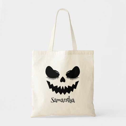 Girly Jack O Lantern Pumpkin Face Tote Bag (Voorkant)