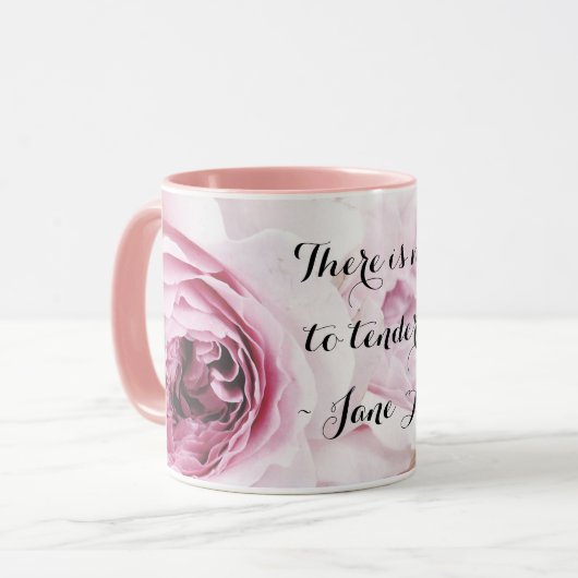 Girly Jane Austen Emma Book Quote Pink Rose Floral Mok (Voorkant links)