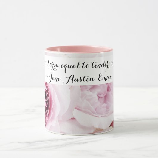 Girly Jane Austen Emma Book Quote Pink Rose Floral Mok (Midden)