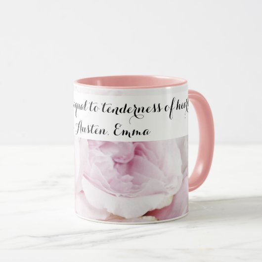 Girly Jane Austen Emma Book Quote Pink Rose Floral Mok (Voorkant rechts)