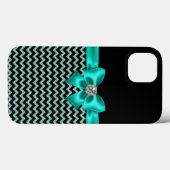 Girly Jeweled Turquoise Bow Case-Mate iPhone Case (Achterkant (horizontaal))
