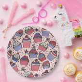 Girly juli 4th Rood Wit & Blauw Patriottische Cupc Papieren Bordje (Feest)