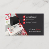 Girly Kantoor Red Black Classy SEO QR-code Visitekaartje (Voorkant)