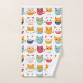 Girly Kat Patterm Kleurrijke Thee Cups Kittens Bad Handdoek (Handdoek)