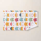 Girly Kat Patterm Kleurrijke Thee Cups Kittens Bad Handdoek (Handdoek)