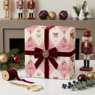 Girly Kerst Notenkraker Suikerpruimfee Roze Cadeaupapier