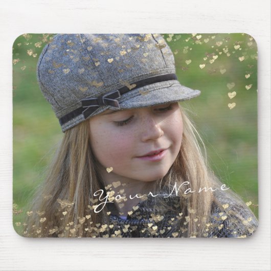 Girly Kind Foto Golden Confetti Hearts Sweet Muismat (Voorkant)