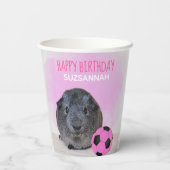 Girly Kind Verjaardag Guinee Varken Roze Voetbal Papieren Bekers (Achterkant)