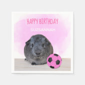 Girly Kind Verjaardag Guinee Varken Roze Voetbal Servet (Voorkant)