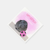 Girly Kind Verjaardag Guinee Varken Roze Voetbal Servet (Hoek)