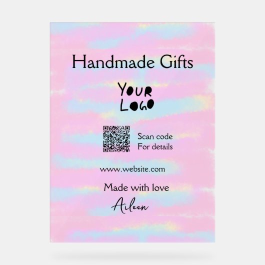 Girly kleine bedrijven handgemaakte geschenken lie acryl bord (Voorkant)