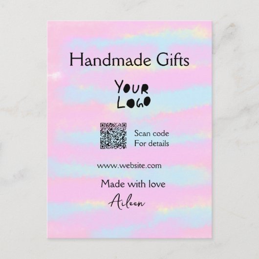 Girly kleine bedrijven handgemaakte geschenken lie briefkaart (Voorkant)