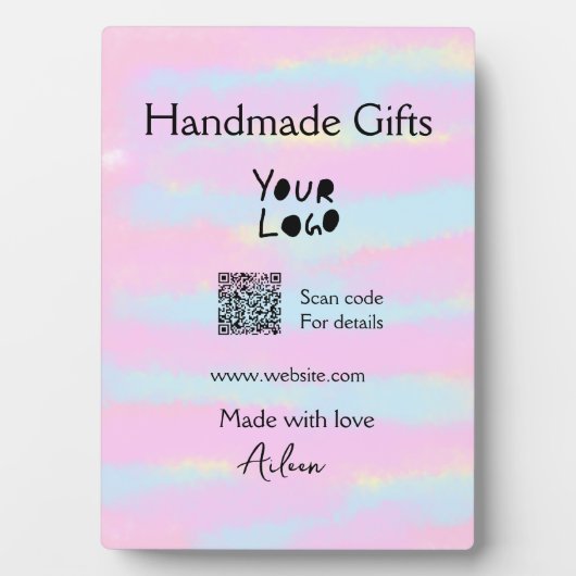 Girly kleine bedrijven handgemaakte geschenken lie fotoplaat (voorkant)