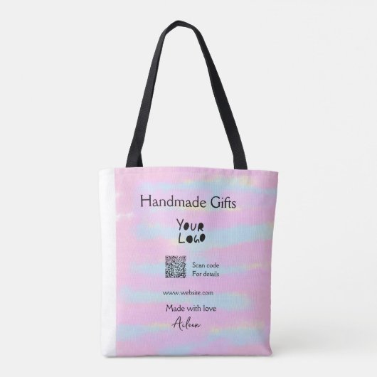 Girly kleine bedrijven handgemaakte geschenken lie tote bag (Achterkant)