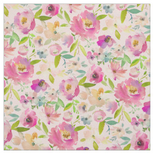Girly Kleurrijke Bloeiende Chic Roze Bloemen Patro Stof