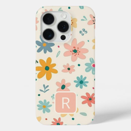 Girly Kleurrijke Bloemen Naadloos Patroon Case-Mate iPhone Case (Achterkant)
