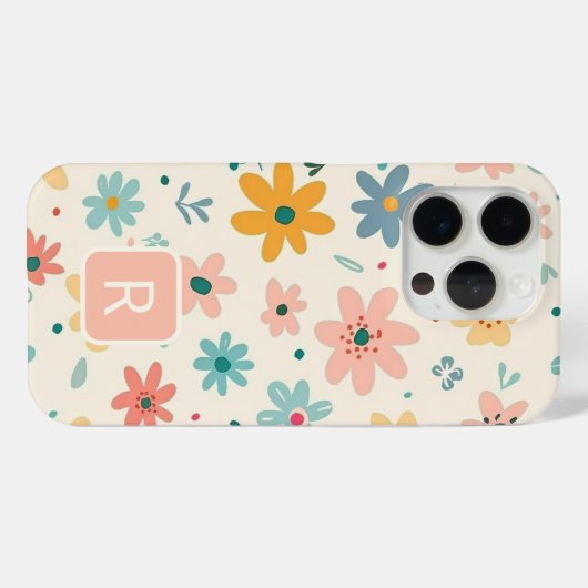Girly Kleurrijke Bloemen Naadloos Patroon Case-Mate iPhone Case (Achterkant (horizontaal))