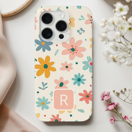 Girly Kleurrijke Bloemen Naadloos Patroon Case-Mate iPhone Case