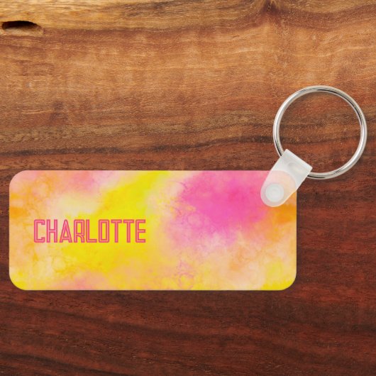 Girly Kleurrijke Gradiënt Lichtgevende Vreugde + N Sleutelhanger (Voorkant)