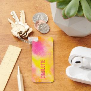 Girly Kleurrijke Gradiënt Lichtgevende Vreugde + N Sleutelhanger