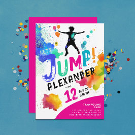 Girly Kleurrijke Roze Trampoline Jump Bounce Party Kaart
