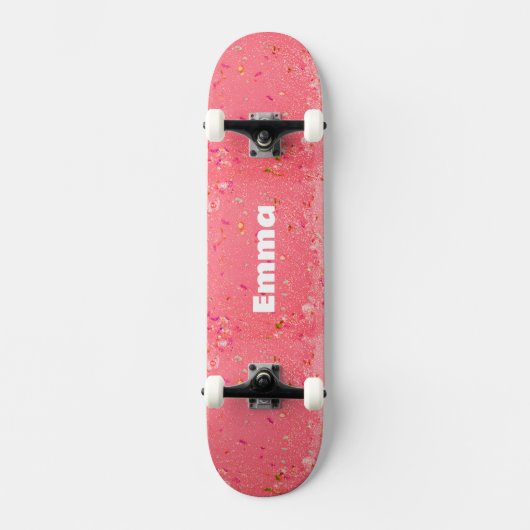 Girly Kleurrijke Sparkle glitter met Naam voor tie Persoonlijk Skateboard (Voorkant)