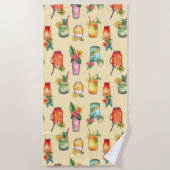 Girly Kleurrijke Waterverf Cocktail Pattern Strandlaken (Voorkant)