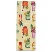 Girly Kleurrijke Waterverf Cocktail Pattern Wijn Cadeautas (Voorkant)