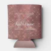 Girly Koper Diamant Sparkle Chique Monogram Naam Blikjeskoeler (Achterkant)