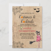 Girly kostuums & cocktails Halloween uitnodiging (Voorkant)