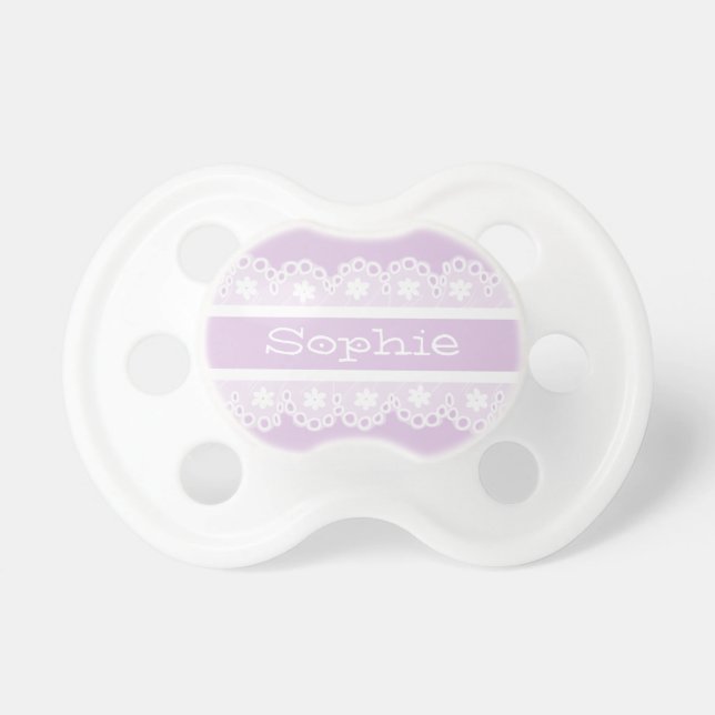 Girly Lace Personalized Pacifier Speen (Voorkant)