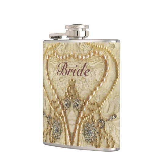 Girly Lace Purls En Bling Brides Zwart Heupfles (Links)