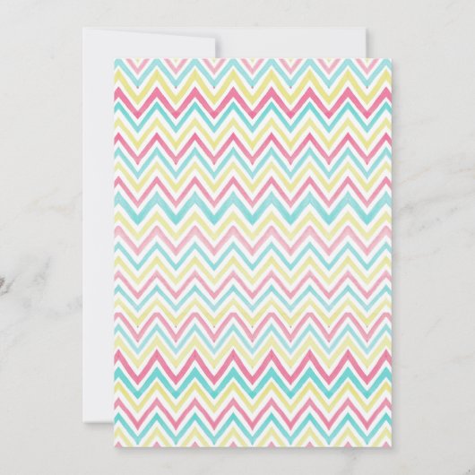 Girly Lace Waterverf Chevron Pink Bow Sweet 16 Kaart (Achterkant)