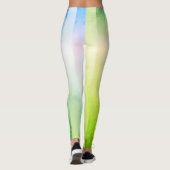 Girly Lange Verticale Strepen Groen en Blauw Leggings (Achterkant)