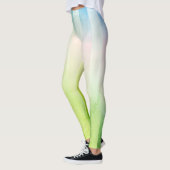 Girly Lange Verticale Strepen Groen en Blauw Leggings (Links)