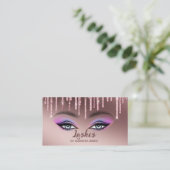 Girly Lash Artist Glitter Visitekaartjes (Staand voorkant)