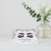 Girly Lashes Makeup Artist Paars Floral Visitekaartje (Staand voorkant)