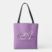 Girly Lavander Chic Trendy Elegant Script Monogram Tote Bag (Achterkant)