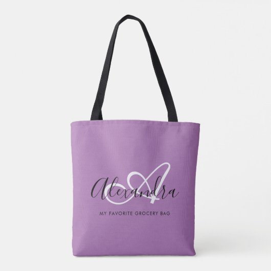 Girly Lavander Chic Trendy Elegant Script Monogram Tote Bag (Achterkant)