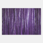 Girly Lavendel Paarse Glam Tinsel Stripes Inpakpapier Vel (Voorkant 3)
