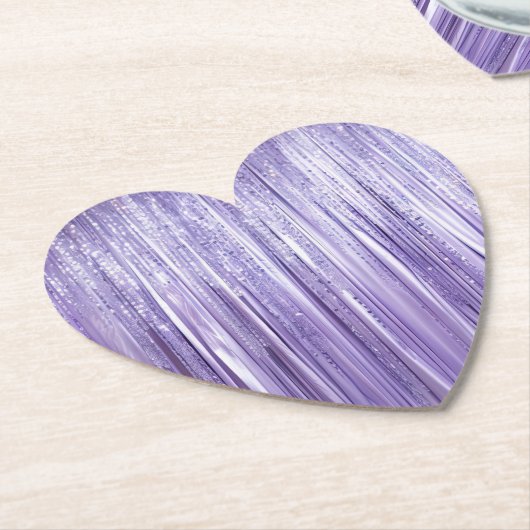Girly Lavendel Paarse Glam Tinsel Stripes Kartonnen Onderzetters (Gekanteld)