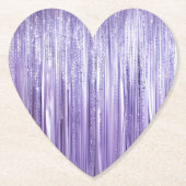 Girly Lavendel Paarse Glam Tinsel Stripes Kartonnen Onderzetters (Voorkant)